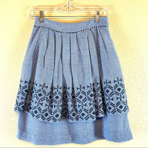 Anthropologie Dresses & Skirts - Odille Anthropologie Women's Tiered Ruffle Embroidered Skirt. Sz 4